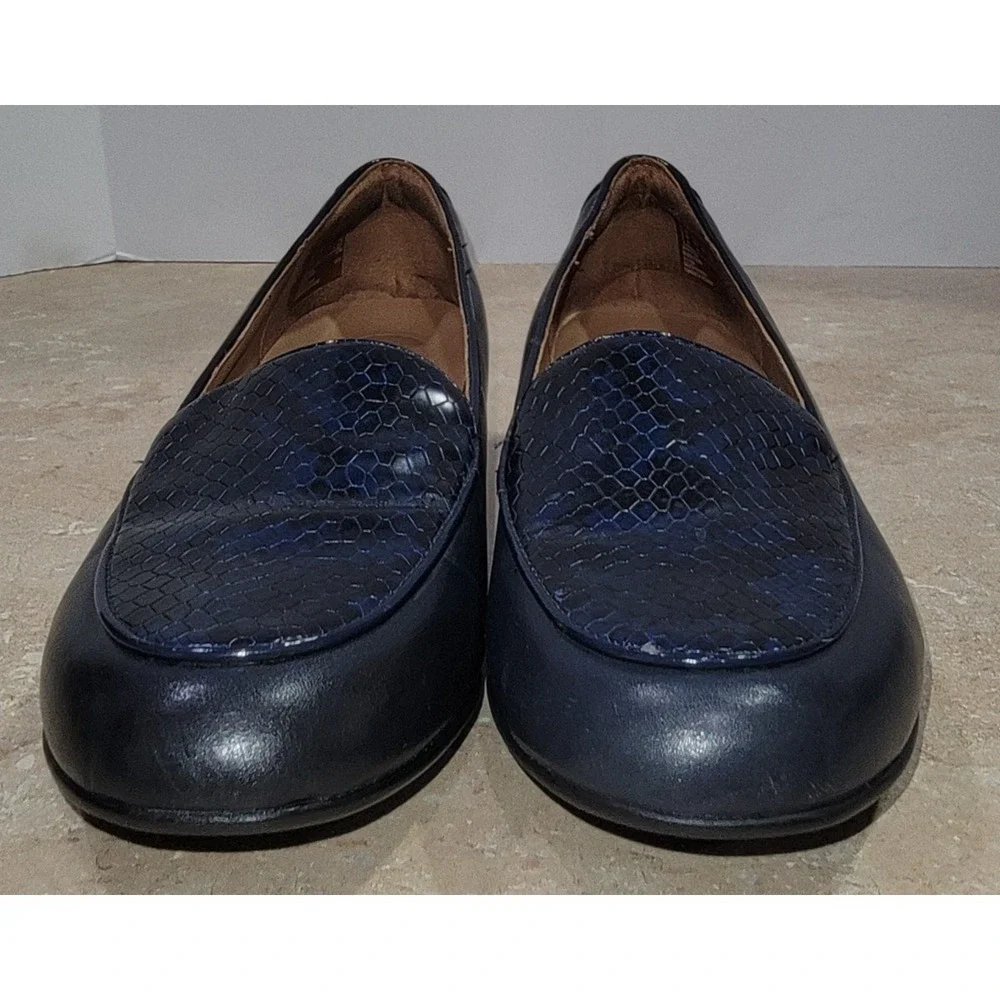 Clarks Un Blush Ease Snake Print Grey Leather Loafer Flats Women's US 8.5 N